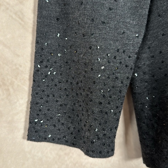 Eileen Fisher 100% Merino Wool Sweater Womens PL Sequins VNeck Festive Luxury - Picture 4 of 10